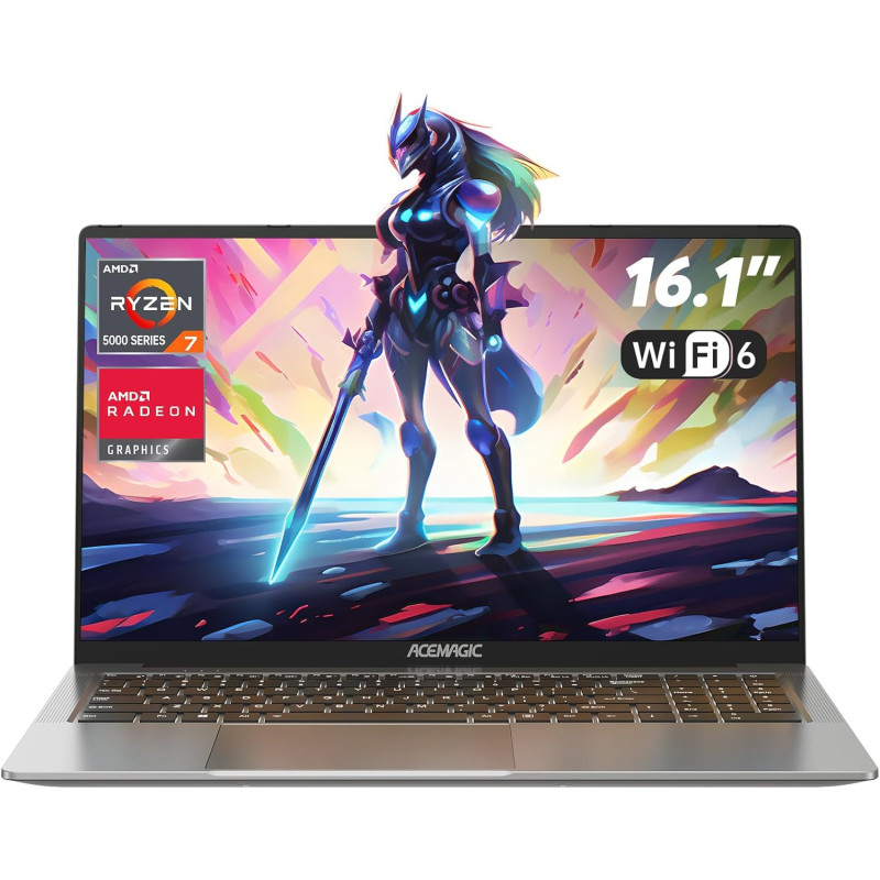 ACEMAGIC Laptop 16.1 Inch FHD Display,Ryzen 7 5700U,16 Thread,4.3 GHz,16GB DDR4 512GB SSD M.2,Metallgehäuse Computer,WiFi 6,