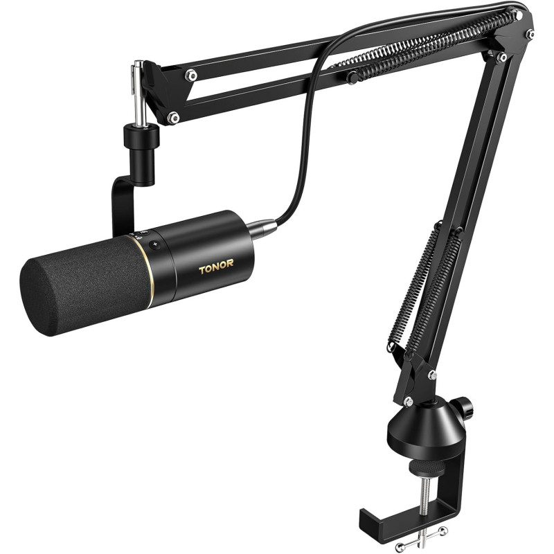 TONOR Gaming Microphone mit XLR/USB Kabel, Dynamisches Mikrofon PC mit Mikrofonarm und Mute Button, Vocal Mic Gesangsmikrofon
