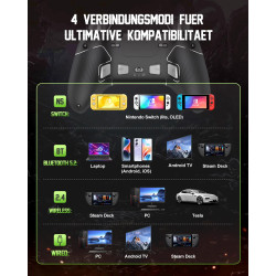 PXN P5 Kabelloser Gaming Controller 2025 – Hall Effekt Joystick & Trigger, 1000Hz Polling-Rate, 4 Makrotasten, 2.4G/BT/SW,