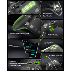 PXN P5 Kabelloser Gaming Controller 2025 – Hall Effekt Joystick & Trigger, 1000Hz Polling-Rate, 4 Makrotasten, 2.4G/BT/SW,