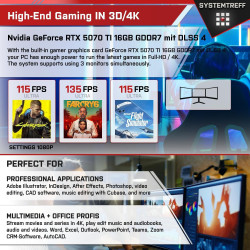 SYSTEMTREFF High-End Gaming PC AMD Ryzen 7 7800X3D 8x5GHz | Nvidia RTX 5070 TI 16GB DX12 | 1TB M.2 NVMe | 32GB DDR5 RAM |