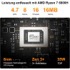 GEEKOM A6 Mini PC, 3-Jahre-Support, mit AMD Ryzen 7 6800H | Metallgehäuse | 16GB DDR5 RAM 512GB SSD, Mini Desktop PC für