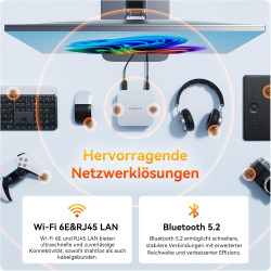 GEEKOM A6 Mini PC, 3-Jahre-Support, mit AMD Ryzen 7 6800H | Metallgehäuse | 16GB DDR5 RAM 512GB SSD, Mini Desktop PC für