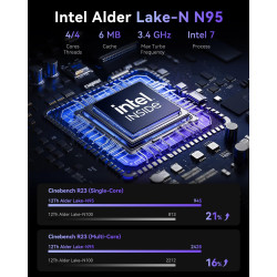 ACEMAGIC V1 Mini PC Intel Alder Lake-Ν95(4C/4T, bis zu 3,4 GHz), 16GB DDR4 512GB M.2 SSD Micro Computer Desktop PC, Gigabit