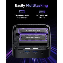 ACEMAGIC V1 Mini PC Intel Alder Lake-Ν95(4C/4T, bis zu 3,4 GHz), 16GB DDR4 512GB M.2 SSD Micro Computer Desktop PC, Gigabit