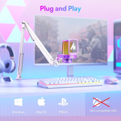 MAONO Gaming Mikrofon Rosa mit Geräuschunterdrückung, Computer PC Kondensatormikrofon mit RGB-Licht, Mute, Gain, Überwachung für