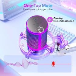 MAONO Gaming Mikrofon Rosa mit Geräuschunterdrückung, Computer PC Kondensatormikrofon mit RGB-Licht, Mute, Gain, Überwachung für