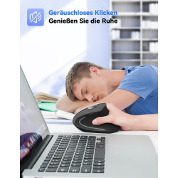 TECKNET Wireless Vertikale Ergonomische Maus, 4800 DPI 5 Tasten Kabellose Optische Maus, 2.4G USB Vertical Ergonomic Optical