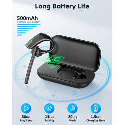 New bee Bluetooth Headset Wireless V5.2 mit 80h Spielzeit Bluetooth Freisprech Headset mit CVC 8.0 und ENC Dual Mic für