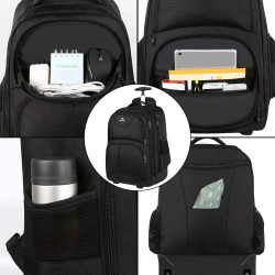 MATEIN Business Trolley Reiserucksack mit Rollen, Groß Rolling 17 Zoll Laptop Rucksack Reisetasche mit Rädern Herren Handgepäck