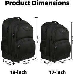 MATEIN Business Trolley Reiserucksack mit Rollen, Groß Rolling 17 Zoll Laptop Rucksack Reisetasche mit Rädern Herren Handgepäck