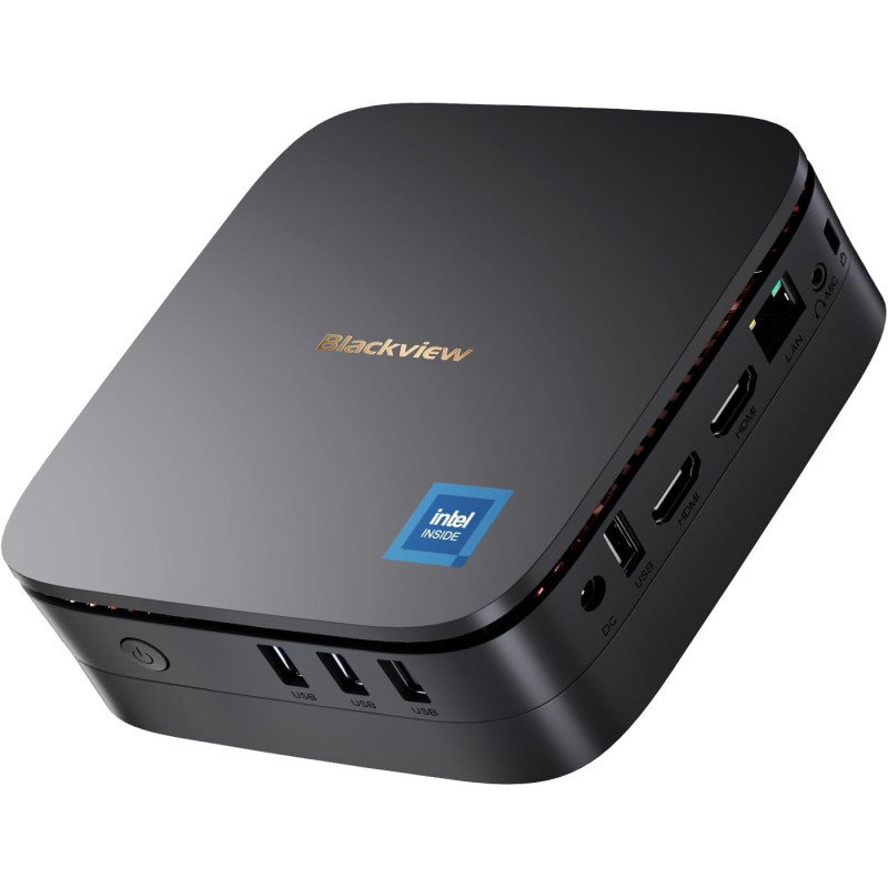 Blackview MP60 Mini PC Win 11 Pro, Intel Twin Lake N150, 16GB DDR4 RAM 512GB M.2 SSD, 4K@60HZ UHD Dual Display HDMI, Dual
