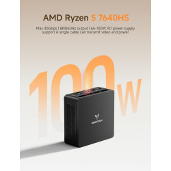 MINIS FORUM UM760 Slim Mini PC, AMD Ryzen 5 7640HS Mini Computer (6C/12T, bis zu 5.0GHz), 32GB DDR5 RAM und 1TB SSD PCIe 4.0,