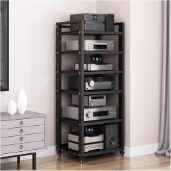 6-stöckiges Stereo-Audio-Regal für Heimkino, HiFi-Komponenten, Verstärker, DVD/CD-Player, TV-Zubehör, Medien-Aufbewahrungsregal,