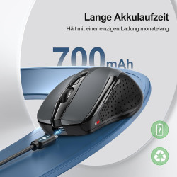 TECKNET Silent Kabellose Maus, Wiederaufladbar Funkmaus 4800 DPI, 2,4 GHz Optische Computer Maus für Laptop, PC, Mac, 6 Tasten,
