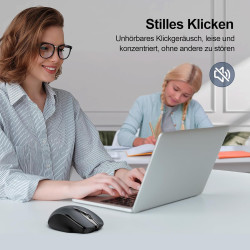 TECKNET Silent Kabellose Maus, Wiederaufladbar Funkmaus 4800 DPI, 2,4 GHz Optische Computer Maus für Laptop, PC, Mac, 6 Tasten,