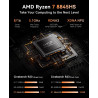 ACEMAGICIAN S3A Mini PC Gaming,AMD Ryzen 7 8745HX (8C/16T,bis zu 4,9 GHz),16GB DDR5 5600MHz 512GB NVME PCIe4.0 SSD,Radeon 780M,