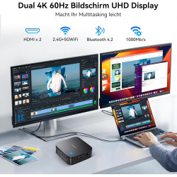 Blackview MP60 Mini PC Win 11 Pro, Intel Twin Lake N150, 16GB DDR4 RAM 512GB M.2 SSD, 4K@60HZ UHD Dual Display HDMI, Dual