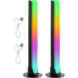 Litinliv 2 Stk RGB Lichtleiste, LED Musik Rhythmus Licht USB, 10 Farbmodi und 8 Dynamikmodi, Sync Ambient Light für PC Monitor,