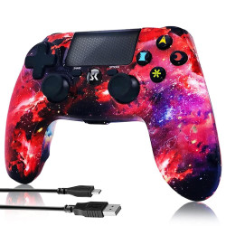 CHENGDAO Wireless Controller für PS4, Game Controller für PS4/Pro/Slim/PC, Gamepad mit Dual Vibration, 6-Achsen Gyro sensor, Rot