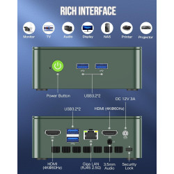 GMKtec G3 Plus N150 Mini PC Intel Twin Lake N150 (Upgrade N100), 16 GB RAM 3200 MHz, 512 GB PCIE3.0 SSD M.2 NVMe SSD