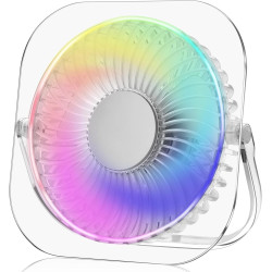 Donlala USB-Tischventilator, 3 Geschwindigkeiten, tragbarer Computerventilator mit RGB-Beleuchtung, leistungsstarker