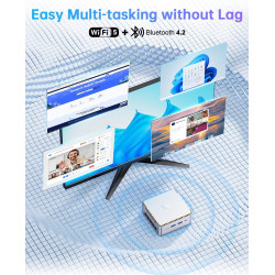 NiPoGi Essenx E2 Mini PC W-11 Pro, Ιntel Alder Lake-N97(bis zu 3,6 GHz), 16 GB DDR4 512 GB M.2 SSD Mini Desktop Computer,