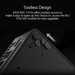 ASUS NUC 14 Pro Slim Kit RNUC14RVKI300002I (Intel Core i3 100U Prozessor, Intel Grafik, Intel WiFi 6E, ohne Betriebssystem, mit