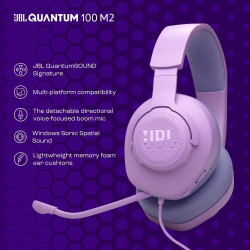 JBL Quantum 100M2 Kabelgebundenes Over-Ear Gaming Headset mit JBL QuantumSOUND Signature, 3,5-mm-Klinke,