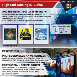 SYSTEMTREFF Gaming Komplett PC Set AMD Ryzen 7 8700F 8x5GHz | AMD Radeon RX 7800 XT 16GB DX12 | 1TB M.2 NVMe | 32GB DDR5 RAM |