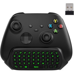 MoKo Xbox Mini Tastatur, 2.4G Empfänger Wireless Chatpad Game Tastatur mit Headset Green Hintergrundbeleuchtung Audio Jack,