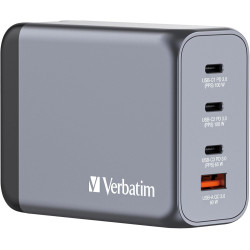 Verbatim GaN Charger 200 W, 4 Ports USB-C Ladegerät, Power Adapter mit 3 x USB-C und 1 x USB-A, Schnellladegerät als