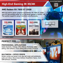 SYSTEMTREFF High-End Gaming PC AMD Ryzen 7 7800X3D 8x5GHz | AMD Radeon RX 7900 XT 20GB DX12 | 1TB M.2 NVMe | 32GB DDR5 RAM |