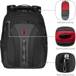 WENGER Legacy Laptop-Tasche, Notebook, Aktentasche, Organizer, Damen Herren, Büro Business-Reisen Uni, Schwarz/Grau