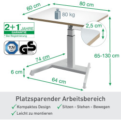 Leitz Ergo Compact Workstation Set Elektrischer höhenverstellbarer Sitz-/Steh-Schreibtisch mit Multi-Winkel Laptopständer, 80 x