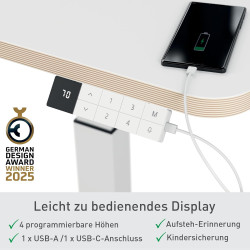 Leitz Ergo Compact Workstation Set Elektrischer höhenverstellbarer Sitz-/Steh-Schreibtisch mit Multi-Winkel Laptopständer, 80 x