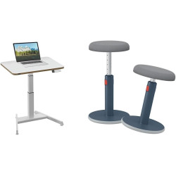 Leitz Ergo Compact Workstation Set Elektrischer höhenverstellbarer Sitz-/Steh-Schreibtisch mit Multi-Winkel Laptopständer, 80 x