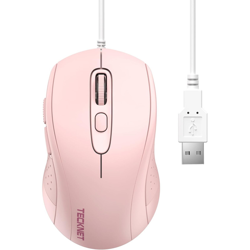 TECKNET Maus mit Kabel, 6400DPI Optical Business Mouse Ergonomische Kabelgebundene Maus mit 6 Tasten, 4 Verstellbare DPI Level, TECKNET Maus mit Kabel, 6400DPI Optical Business Mouse Ergonomische Kabelgebundene Maus mit 6 Tasten, 4 Verstellbare DPI Level,
