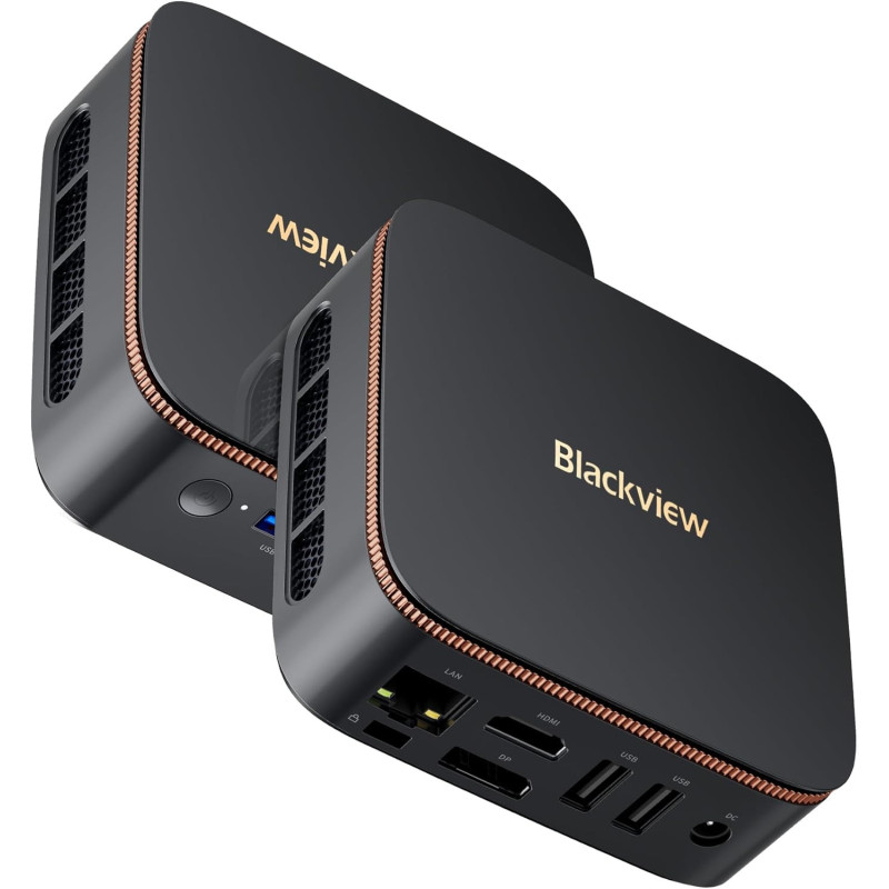 Blackview MP20 Mini PC Intel Twin Lake N150 W-11 Pro 3,6 GHz, 8GB RAM 256GB SSD M.2 Mini Desktop Computer 4K 60Hz Dual Display,