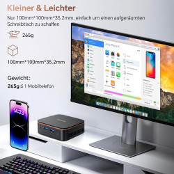 Blackview MP20 Mini PC Intel Twin Lake N150 W-11 Pro 3,6 GHz, 8GB RAM 256GB SSD M.2 Mini Desktop Computer 4K 60Hz Dual Display,