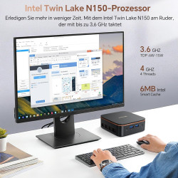 Blackview MP20 Mini PC Intel Twin Lake N150 W-11 Pro 3,6 GHz, 8GB RAM 256GB SSD M.2 Mini Desktop Computer 4K 60Hz Dual Display,