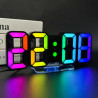 Seutgjie 3D LED Digitalwecker, Tischuhr/Wanduhr Digital Uhr 14 RGB Farbwechsel 12/24 Stunden 3 Helligkeitsanpassungen