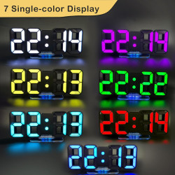 Seutgjie 3D LED Digitalwecker, Tischuhr/Wanduhr Digital Uhr 14 RGB Farbwechsel 12/24 Stunden 3 Helligkeitsanpassungen