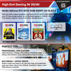SYSTEMTREFF High-End Gaming PC weiß AMD Ryzen 7 5700X 8x4.6GHz | Nvidia RTX 5070 12GB DX12 | 1TB M.2 NVMe | 32GB DDR4 RAM | WLAN