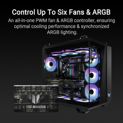 ASUS TUF Gaming ARGB PWM Lüfter Hub (6x Ports für PWM Gehäuselüfter und ARGB-Steuerung, 2x SATA-Stromanschlüsse, synchronisiert