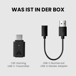 Avantree C81-Gaming - USB-C Bluetooth 5.3 Adapter Dongle für PS5 & Gaming-Konsolen, Audio-Transmitter mit aptX Adaptive &