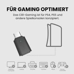 Avantree C81-Gaming - USB-C Bluetooth 5.3 Adapter Dongle für PS5 & Gaming-Konsolen, Audio-Transmitter mit aptX Adaptive &