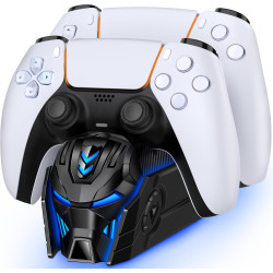 PS5 Controller Ladestation Zubehör, PS5 Ladestation Controller mit Cooles Aussehen Helm/2-3 Std Schnelles Aufladen, Ladestation