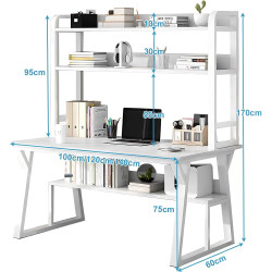 Hause Schreibtisch mit Stauraum Regal Bücherregal Computertisch, Arbeitszimmer Schreib Büro PC Tisch Gamingtisch Wohnzimmer