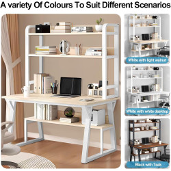 Hause Schreibtisch mit Stauraum Regal Bücherregal Computertisch, Arbeitszimmer Schreib Büro PC Tisch Gamingtisch Wohnzimmer